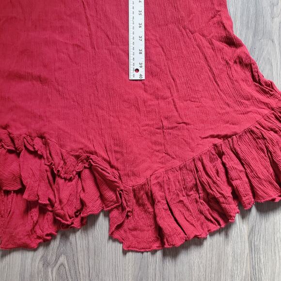 Free People FP One Maxi Adella Dress Womens Small Red Lace Boho Ruffle Hem - Picture 6 of 10